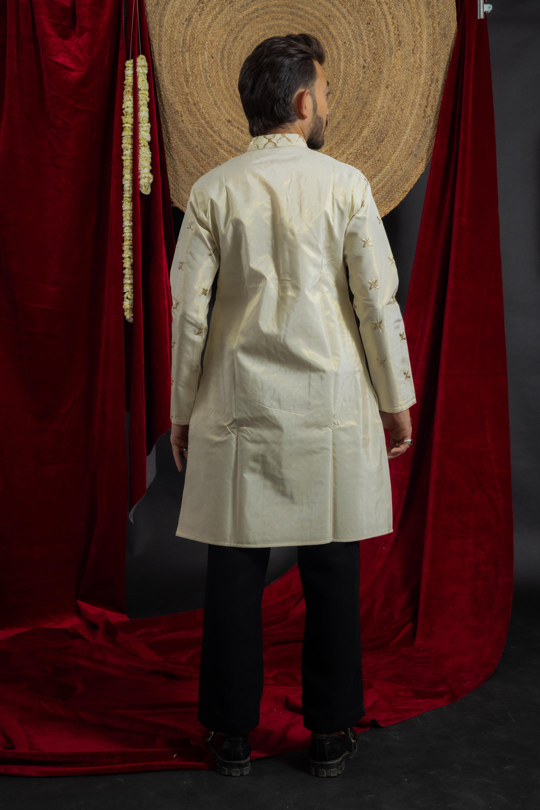 IVORY PANEL EMBROIDERED DESIGNER INDO KURTA