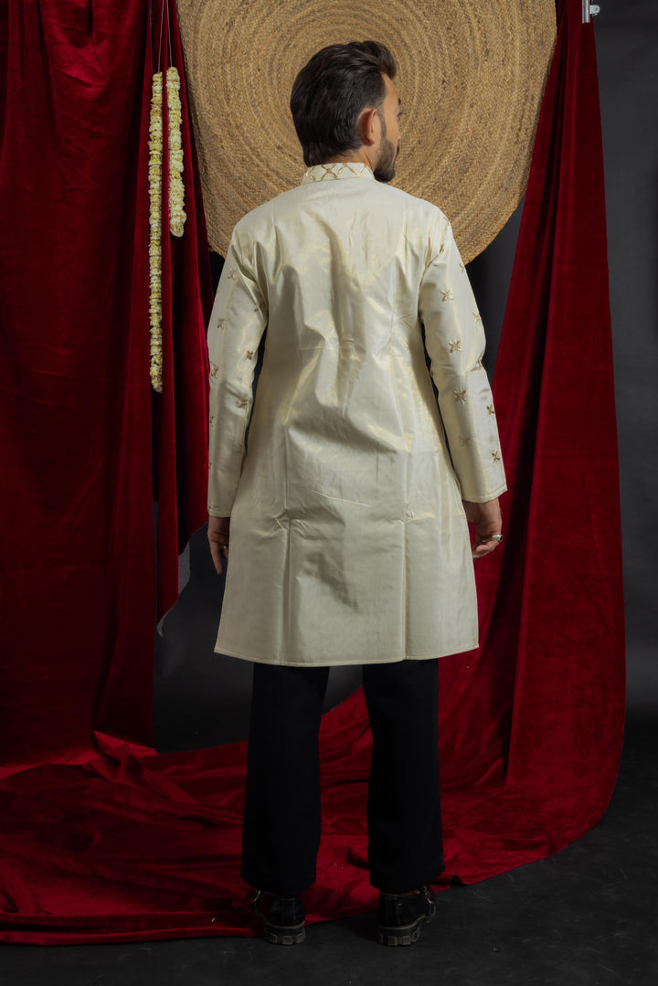 IVORY PANEL EMBROIDERED DESIGNER INDO KURTA