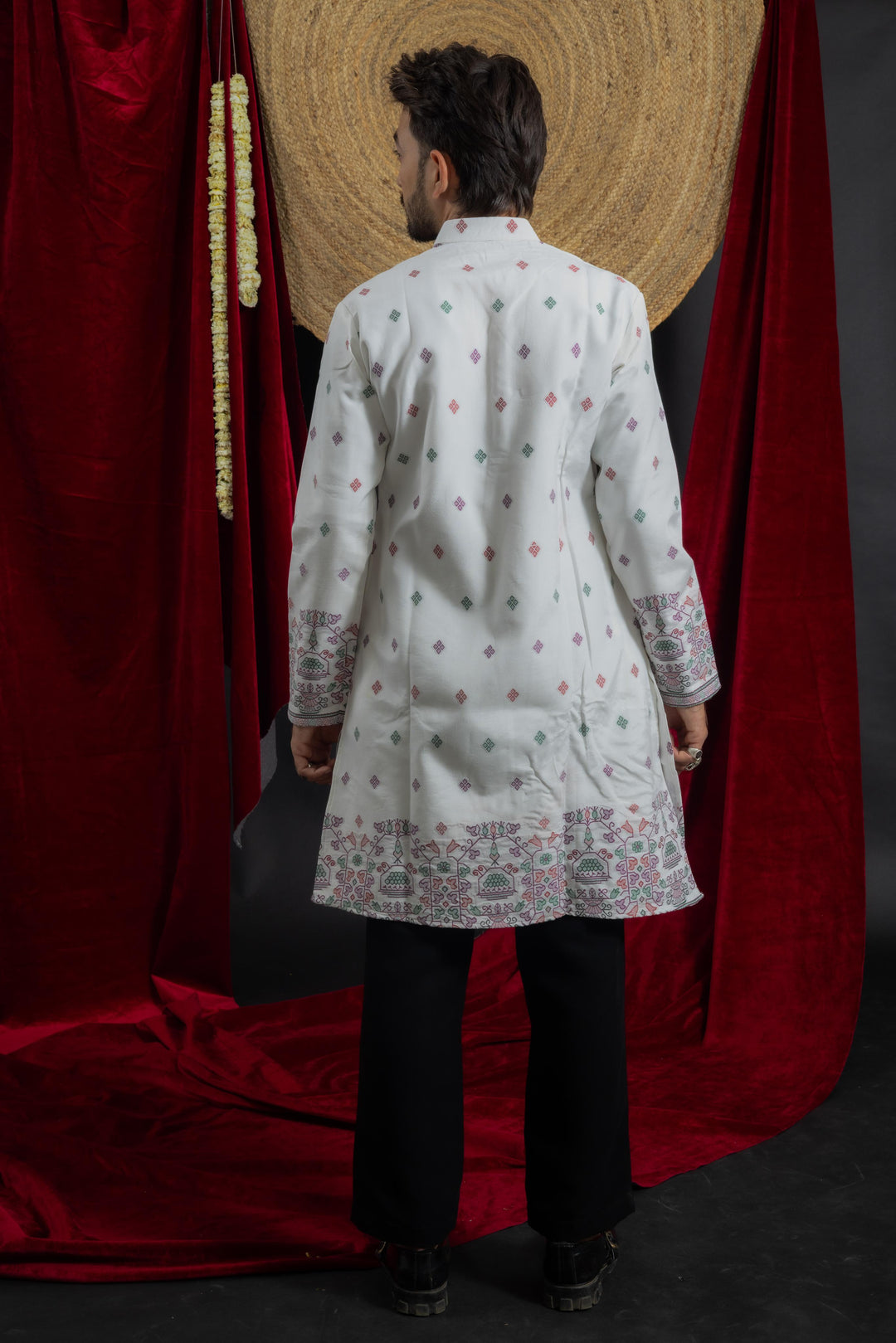 WHITE HERITAGE GEOMETRY JACQUARD DESIGNER KURTA