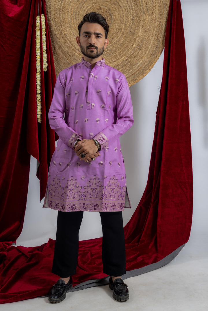 LAVENDER FLOWER JACQUARD DESIGNER KURTA
