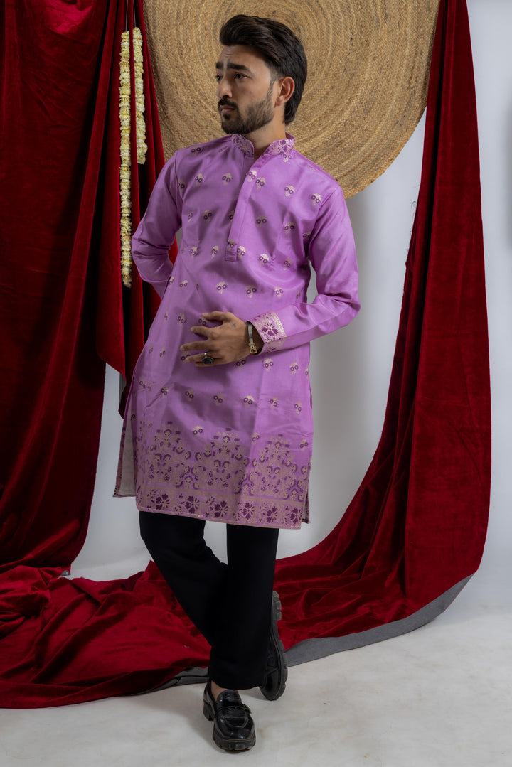 LAVENDER FLOWER JACQUARD DESIGNER KURTA