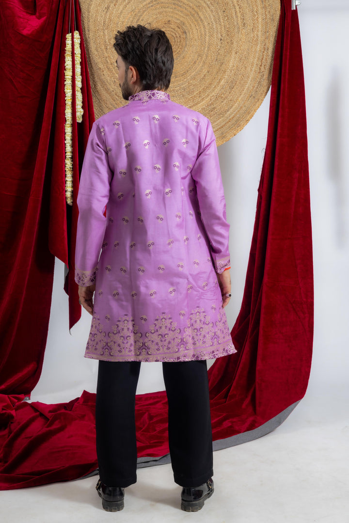 LAVENDER FLOWER JACQUARD DESIGNER KURTA