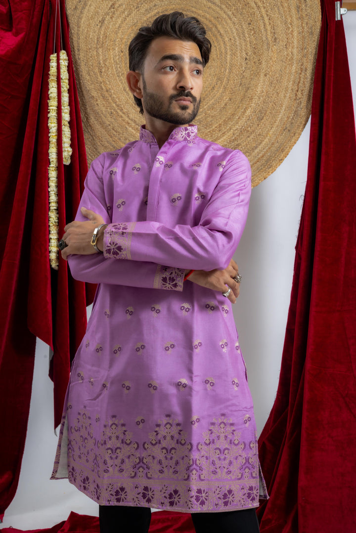 LAVENDER FLOWER JACQUARD DESIGNER KURTA