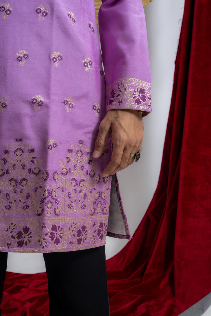 LAVENDER FLOWER JACQUARD DESIGNER KURTA