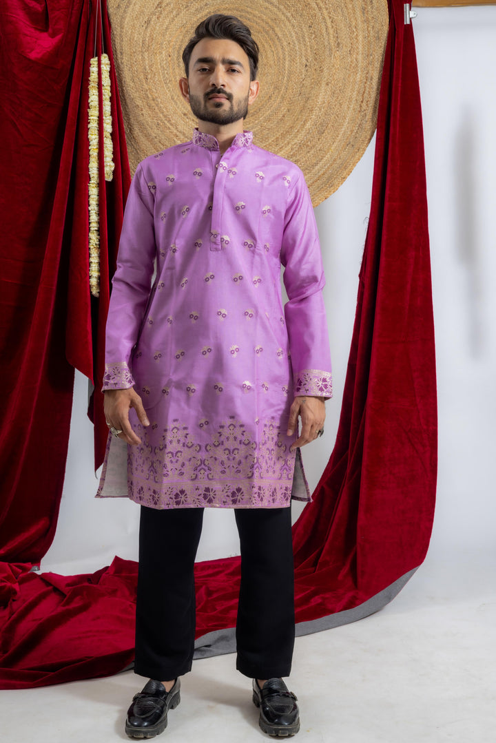 LAVENDER FLOWER JACQUARD DESIGNER KURTA