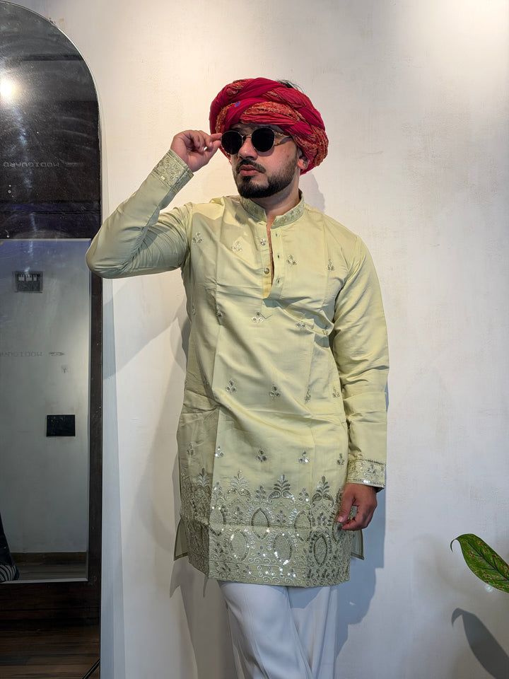 PISTA JASHN EMBROIDERED SHORT KURTA