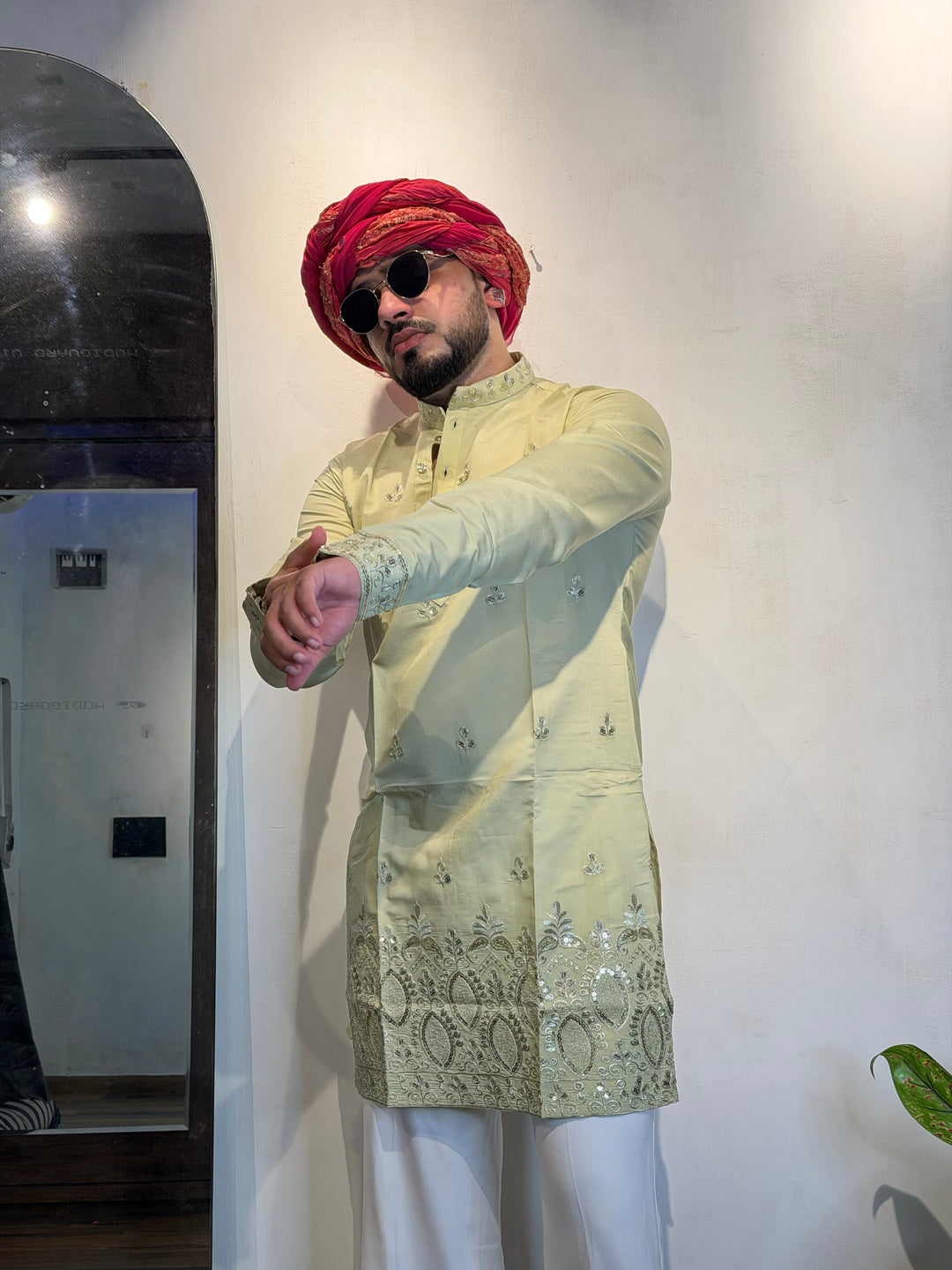 PISTA JASHN EMBROIDERED SHORT KURTA