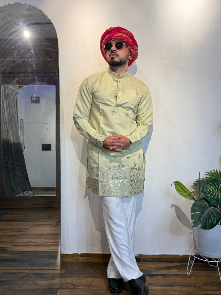 PISTA JASHN EMBROIDERED SHORT KURTA
