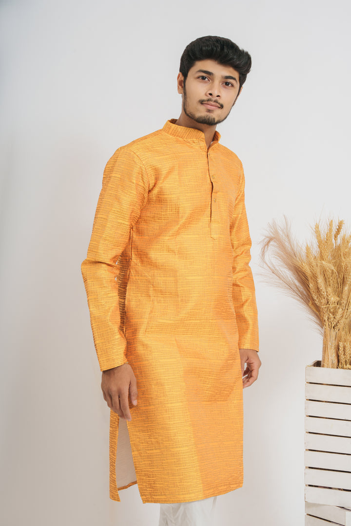 Shiny Yellow Tapeta Designed Awesome Men's Designer Kurta