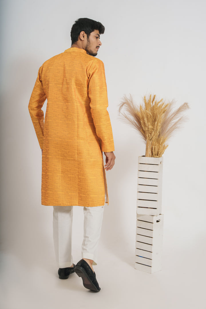 Shiny Yellow Tapeta Designed Awesome Men's Designer Kurta