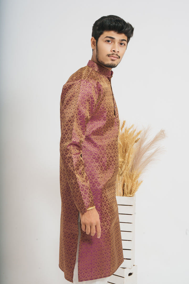 Shiny Tapeta Winey Leaves Designed Awesome Men's Designer Kurta