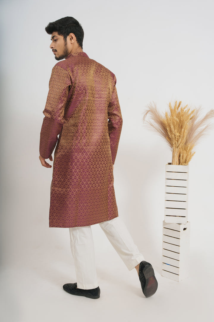 Shiny Tapeta Winey Leaves Designed Awesome Men's Designer Kurta