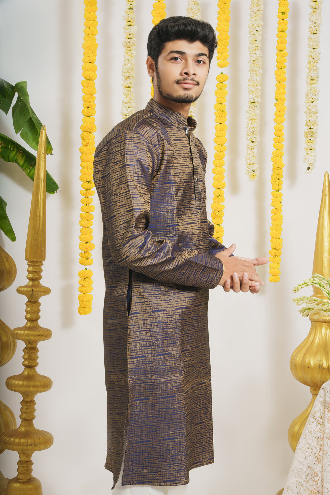 Shiny Violet Plain Designed Awesome Men's Designer Kurta