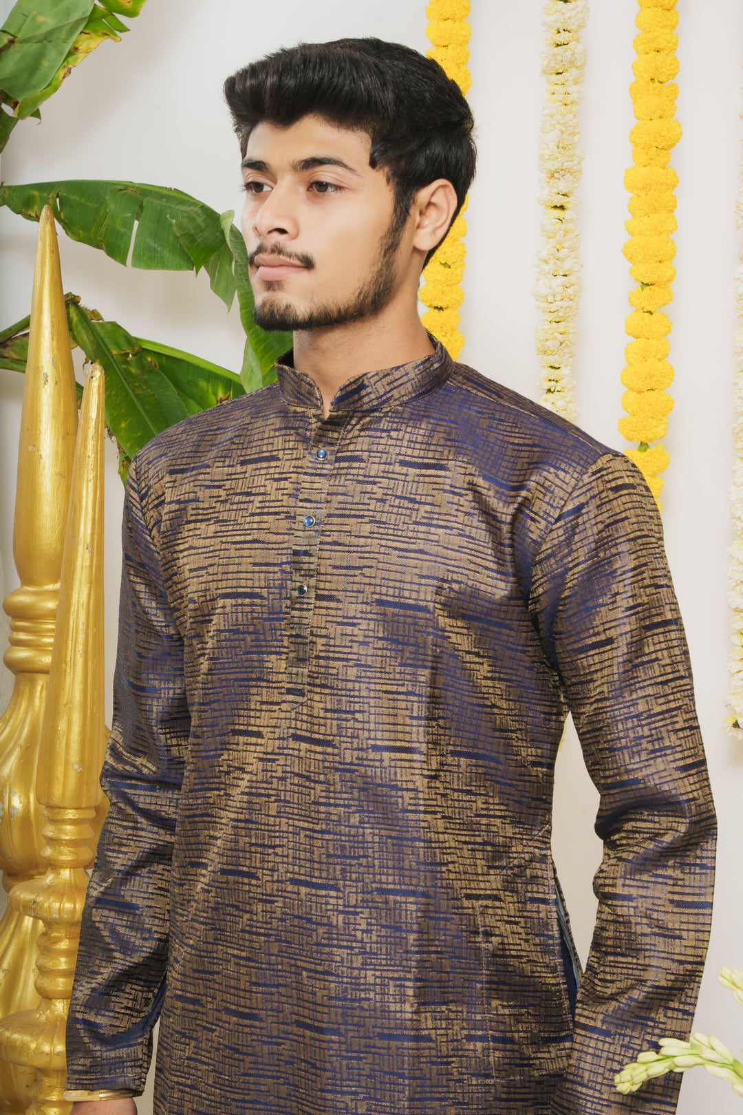 Shiny Violet Plain Designed Awesome Men's Designer Kurta