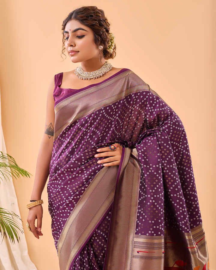 Deep Plum Woven printed saree