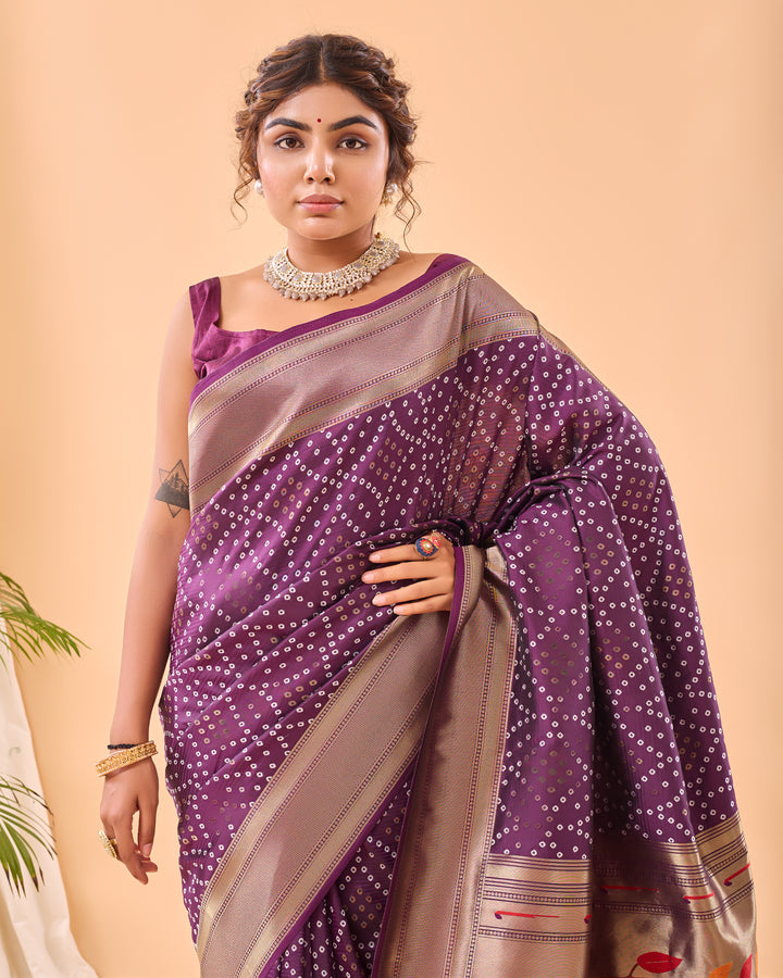 Deep Plum Woven printed saree