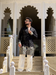 PANKHIDA BLACK EXCLUSIVE JACQUARD INDO KURTA