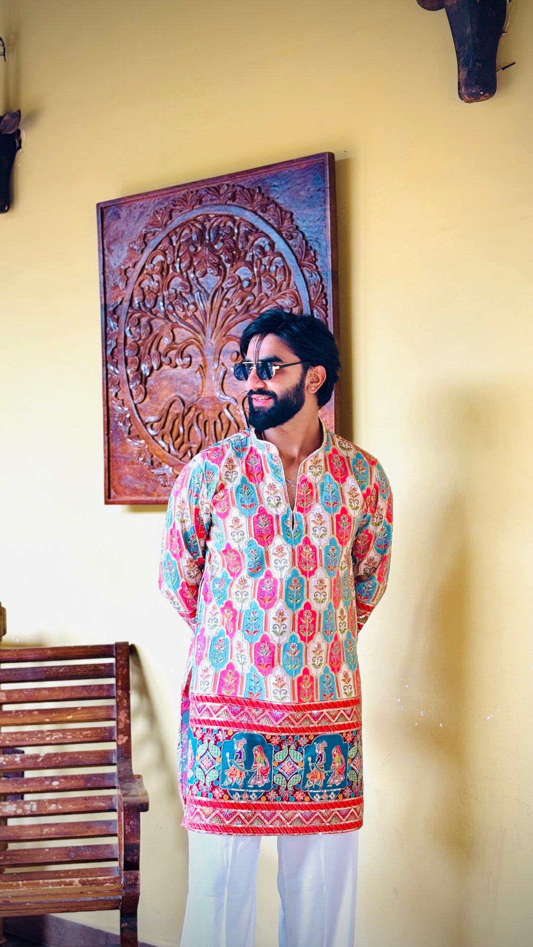 RAAS LEELA POSITION EMBROIDERED SHORT KURTA