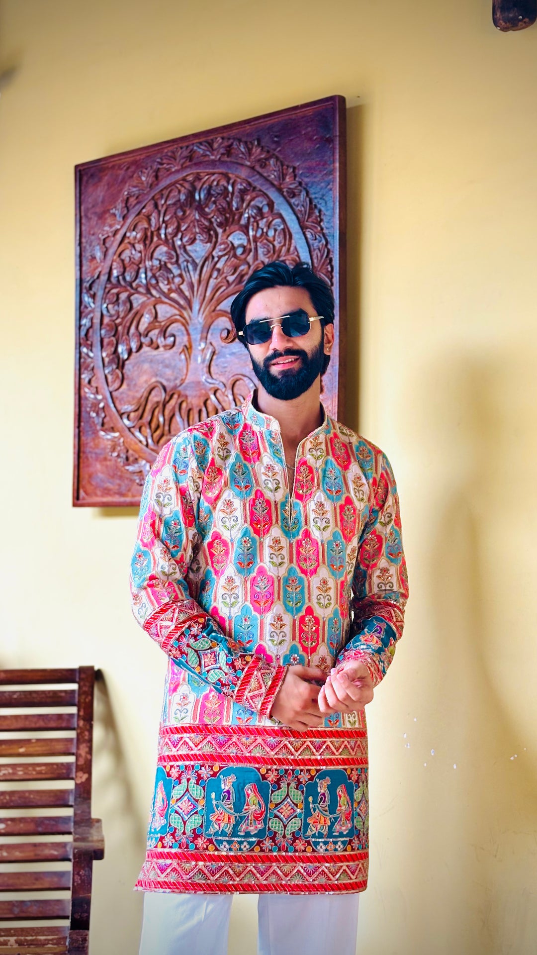 RAAS LEELA POSITION EMBROIDERED SHORT KURTA
