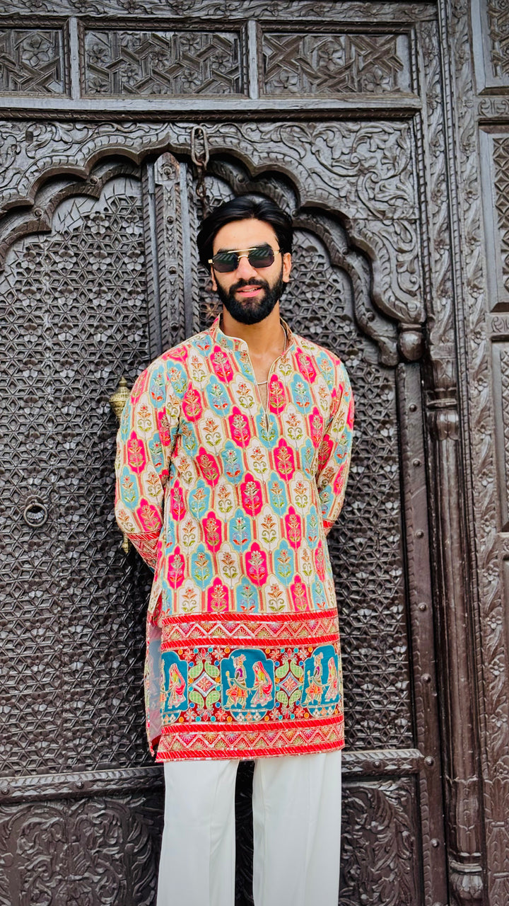 RAAS LEELA POSITION EMBROIDERED SHORT KURTA