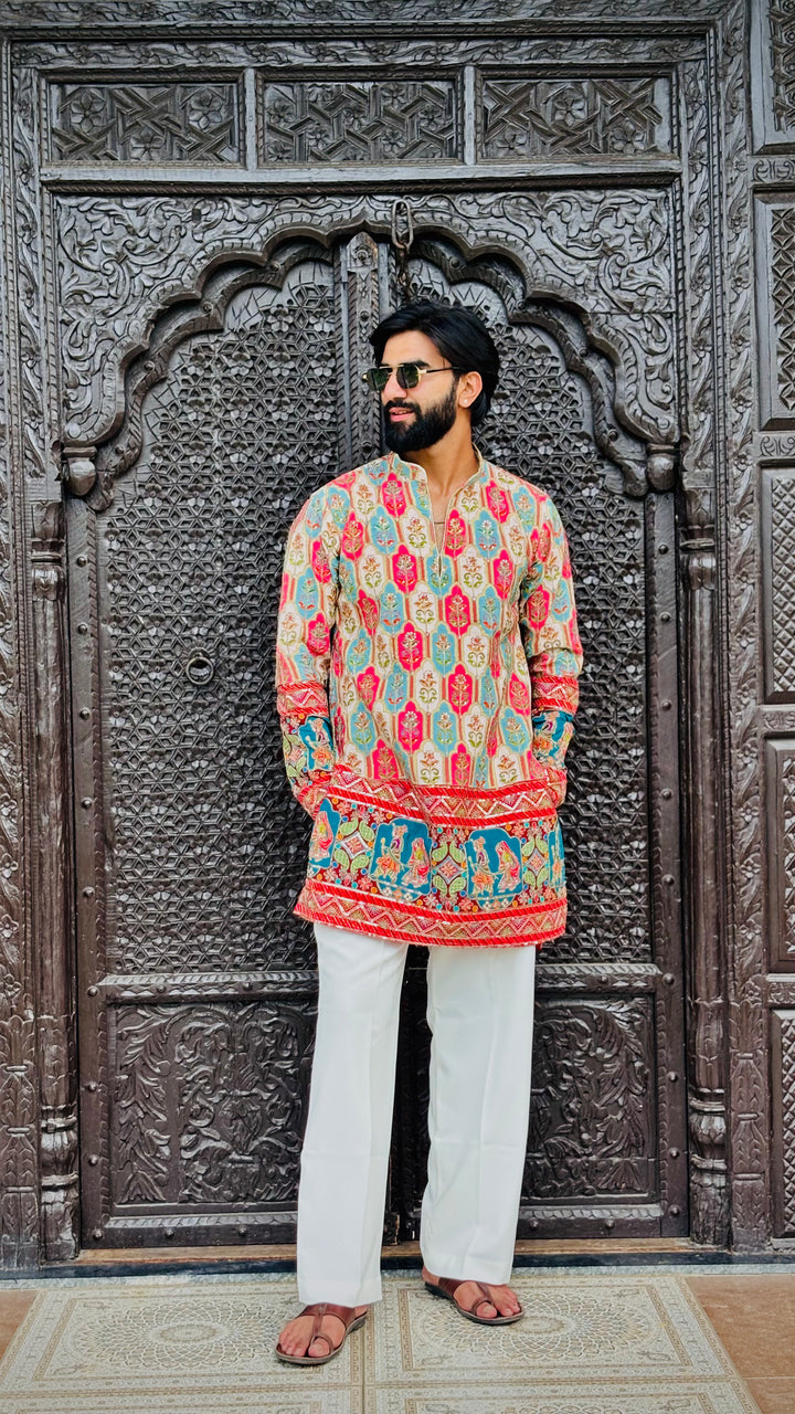 RAAS LEELA POSITION EMBROIDERED SHORT KURTA