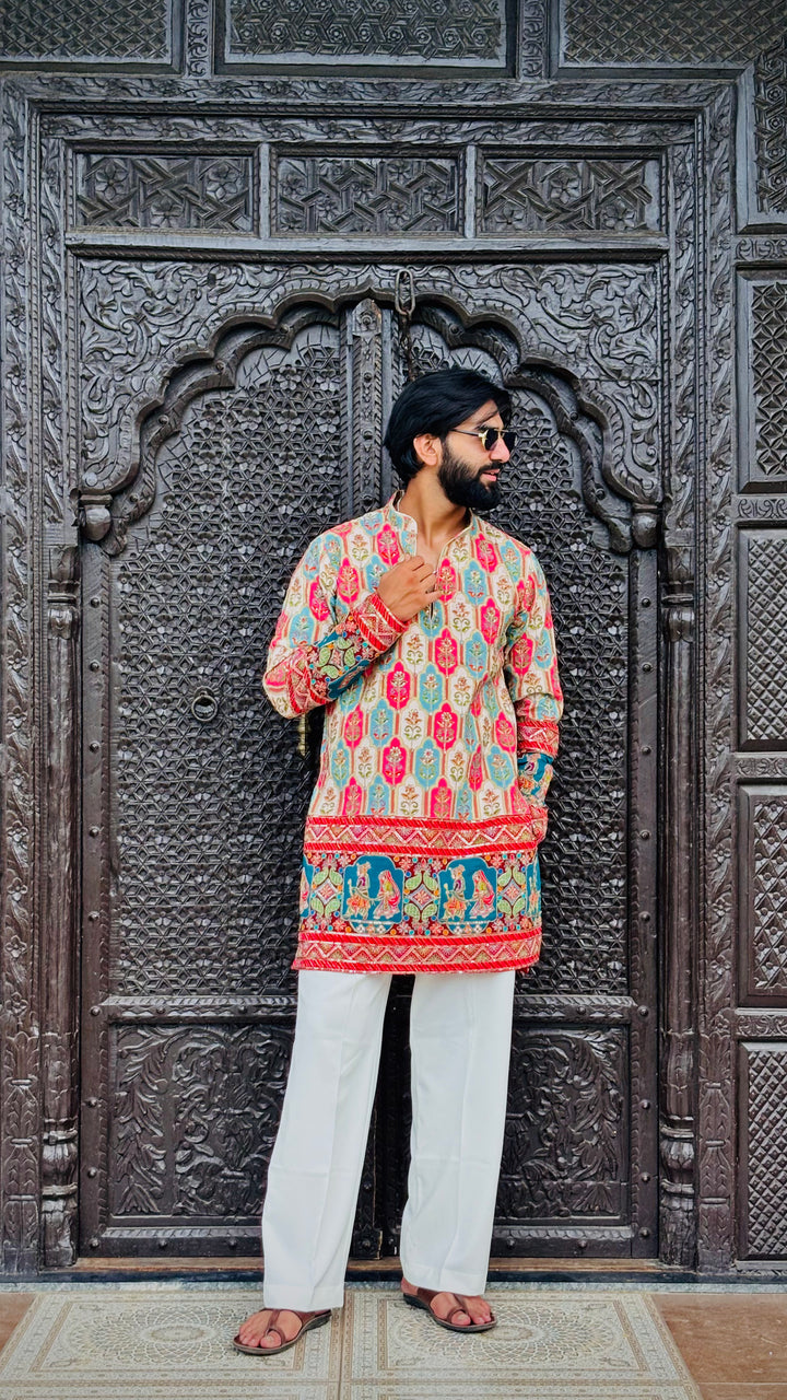 RAAS LEELA POSITION EMBROIDERED SHORT KURTA