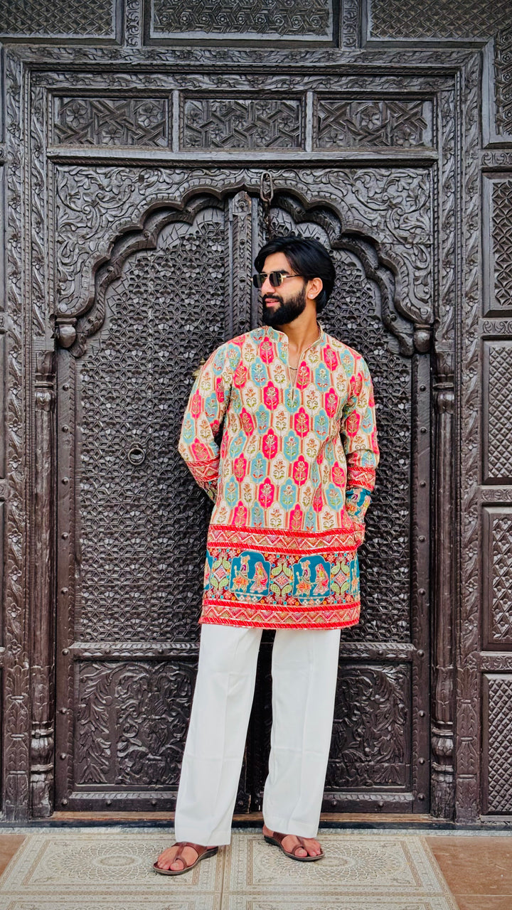 RAAS LEELA POSITION EMBROIDERED SHORT KURTA