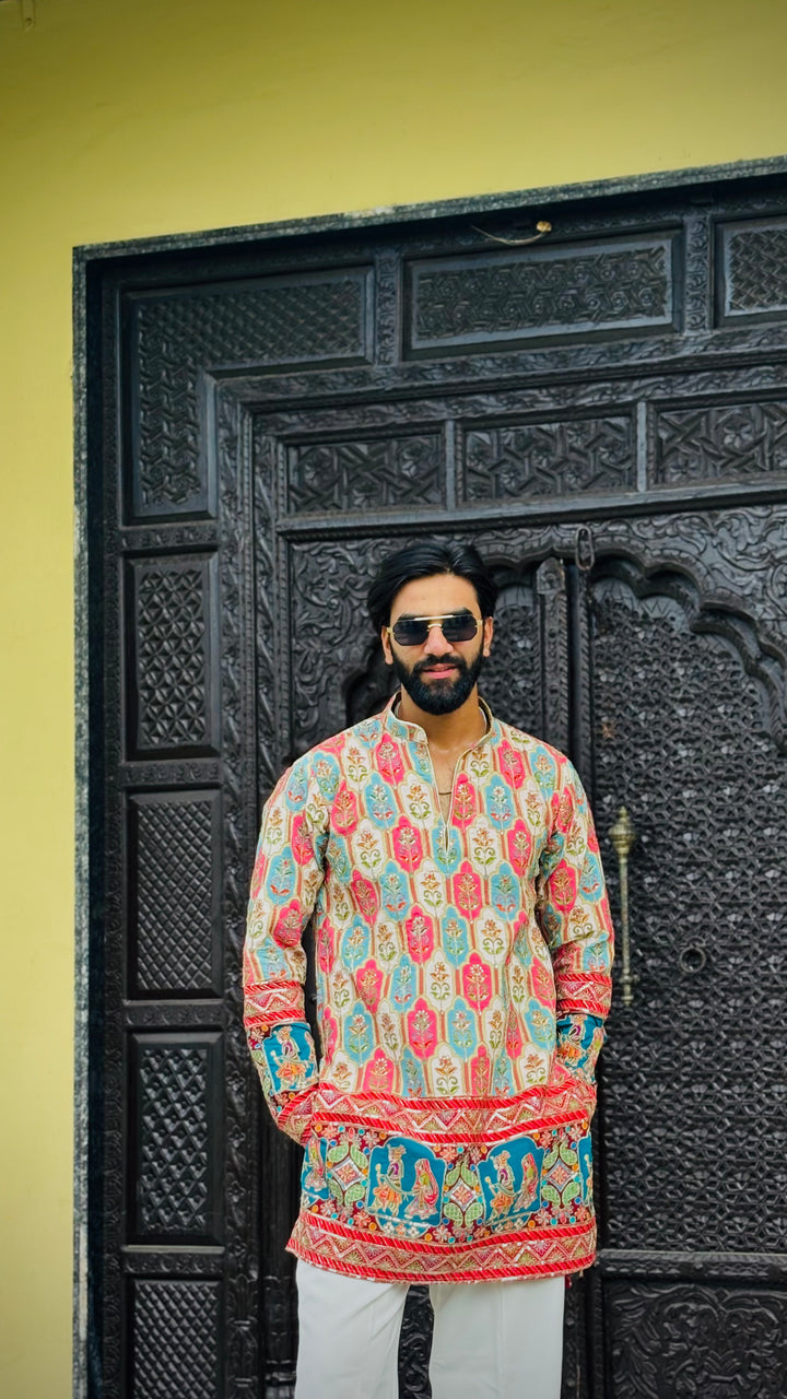 RAAS LEELA POSITION EMBROIDERED SHORT KURTA
