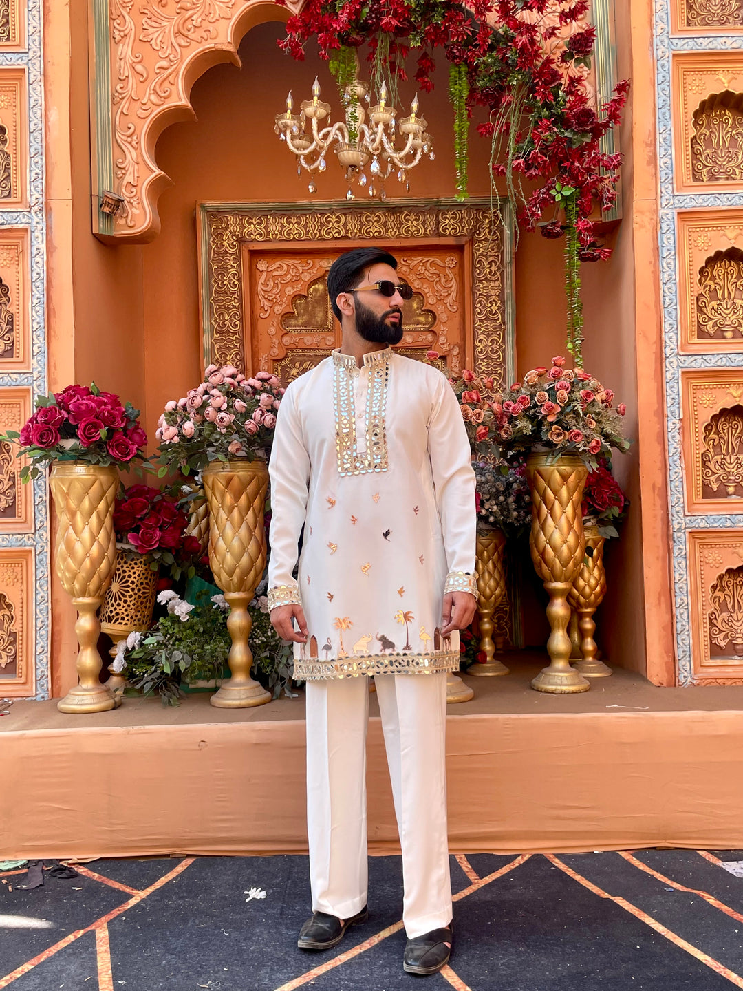 WHITE MIRROR EMBOLLISHED READY TO CRAFT (RTC) KURTA