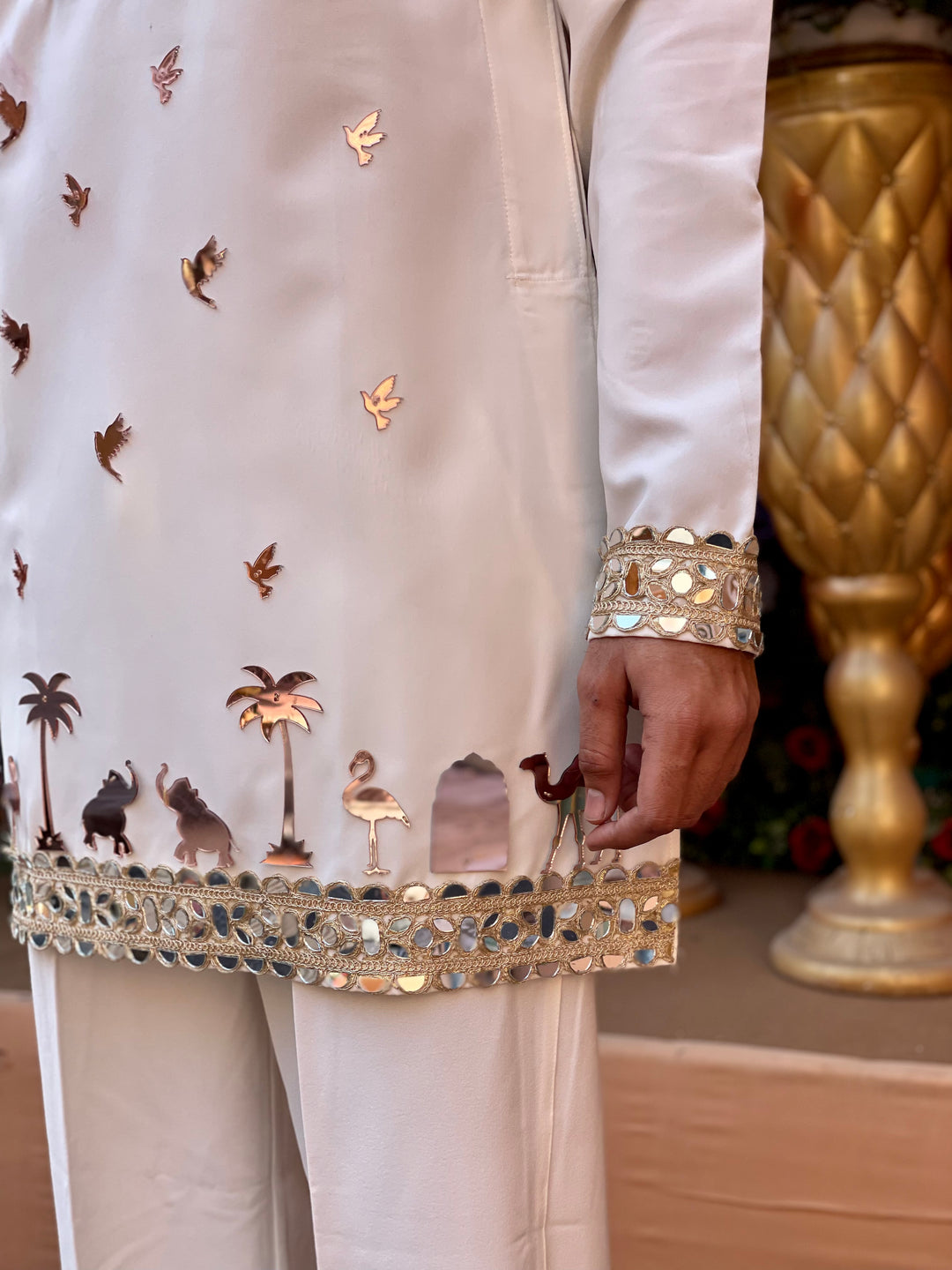 WHITE MIRROR EMBOLLISHED READY TO CRAFT (RTC) KURTA