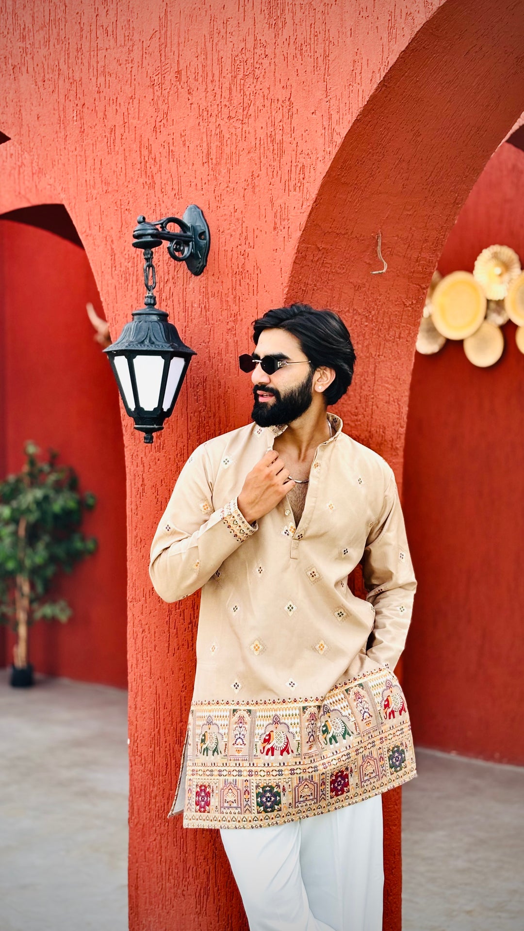 CHANDAN PATOLA HANDWOVEN JACQUARD SHORT KURTA
