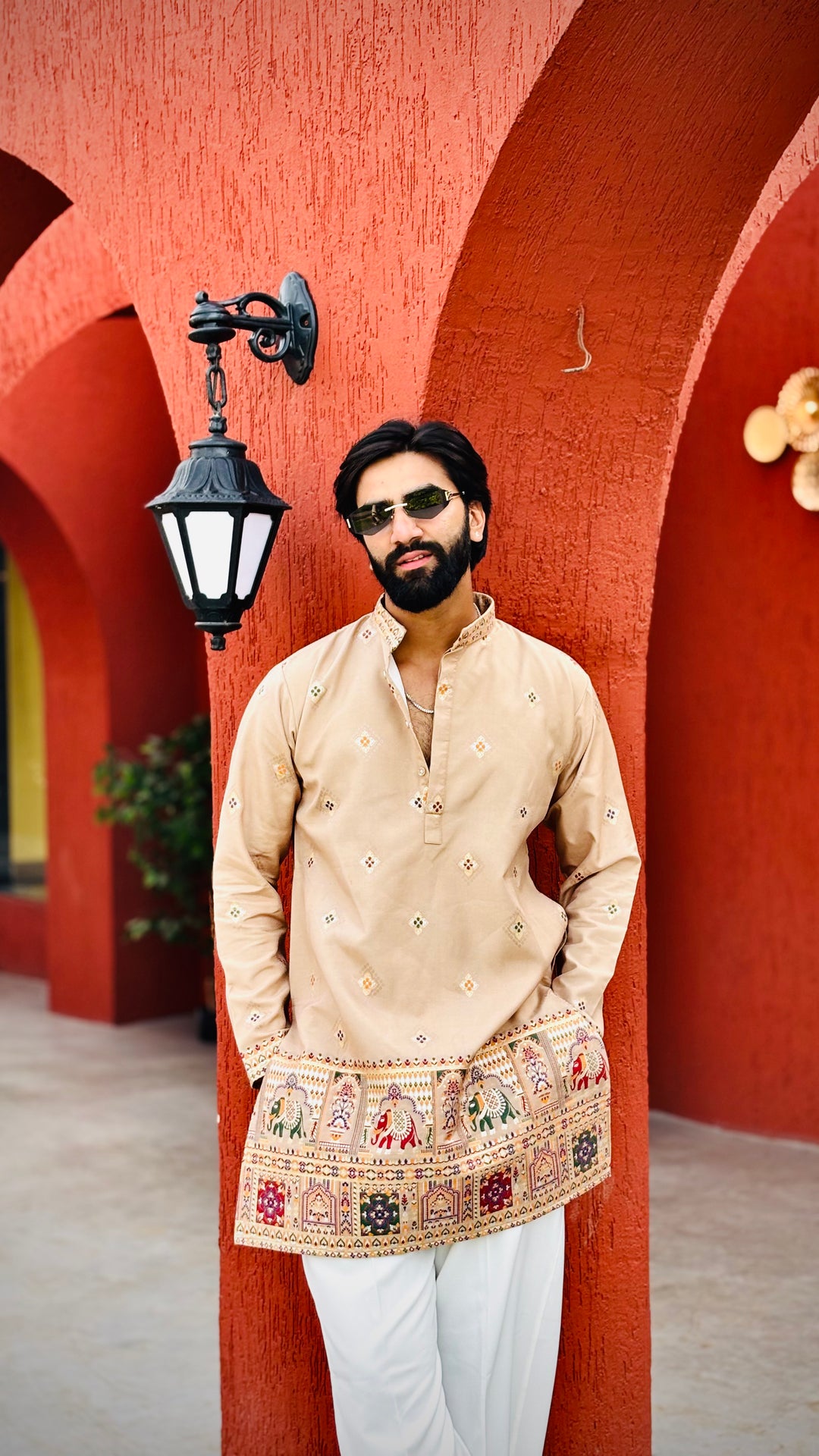 CHANDAN PATOLA HANDWOVEN JACQUARD SHORT KURTA