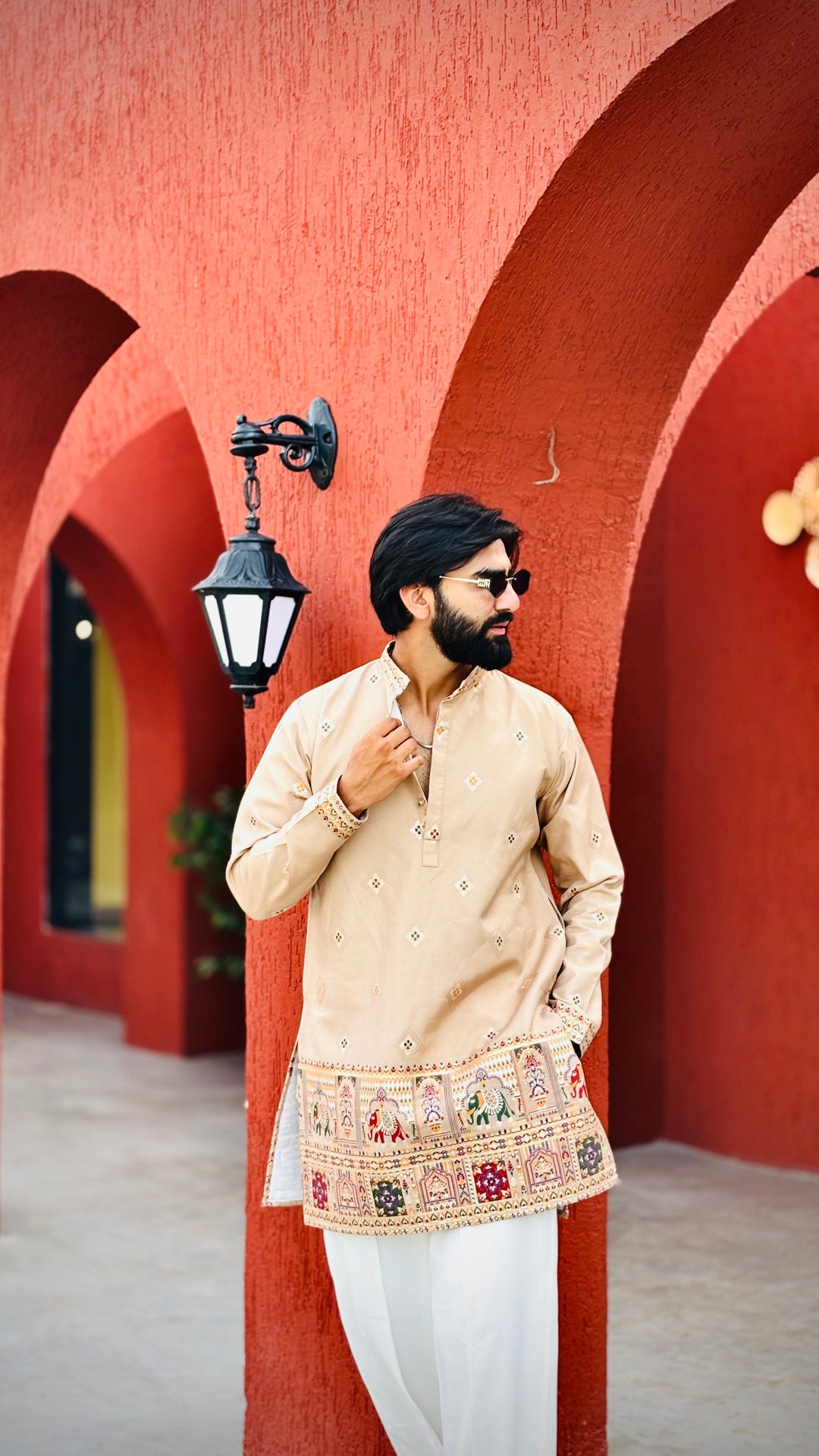 CHANDAN PATOLA HANDWOVEN JACQUARD SHORT KURTA