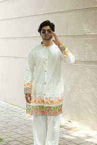 CAMEL & FLORAL DESIGNED INDO-WESTERN KURTA
