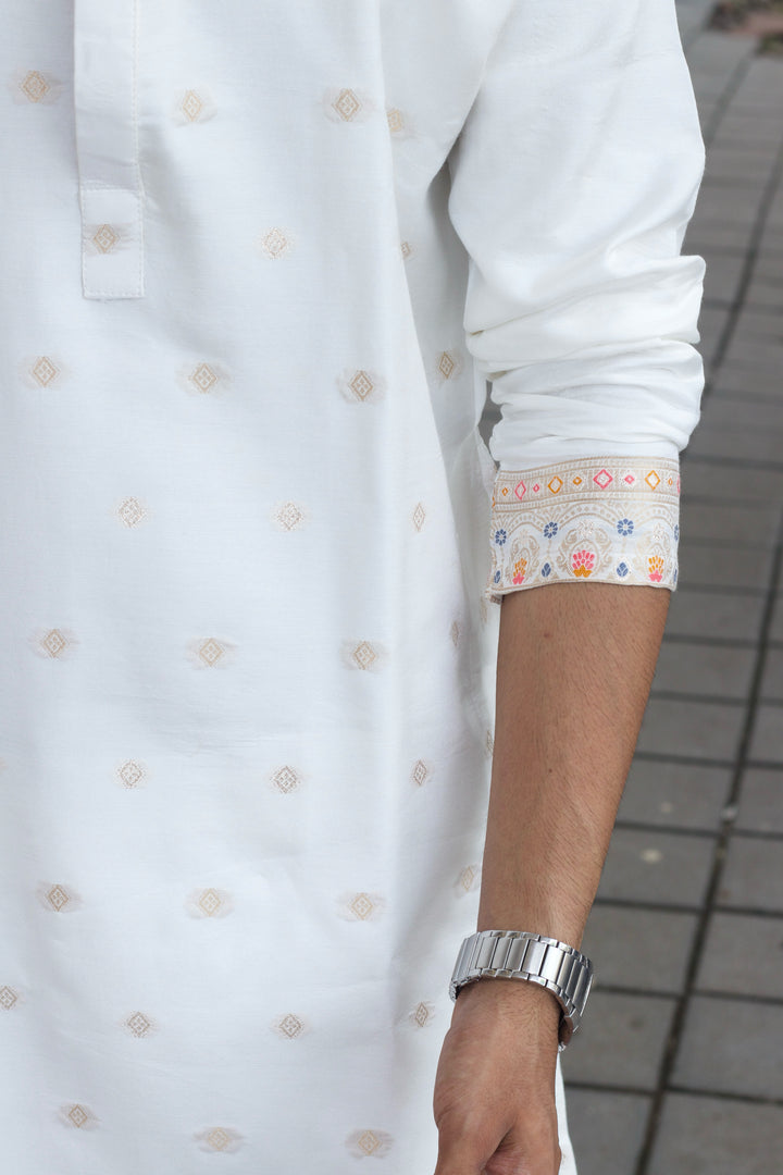 ROYAL BARAAT WHITE JACQUARD DESIGNER KURTA