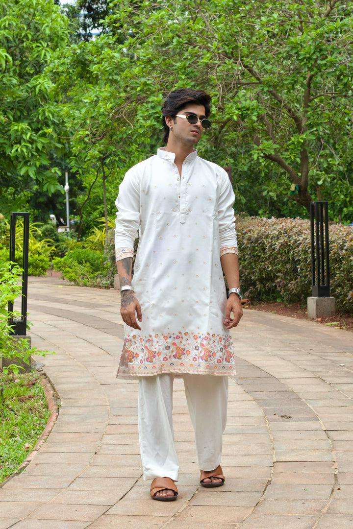 Handcrafted Peacock Jacquard designed Kurta for men