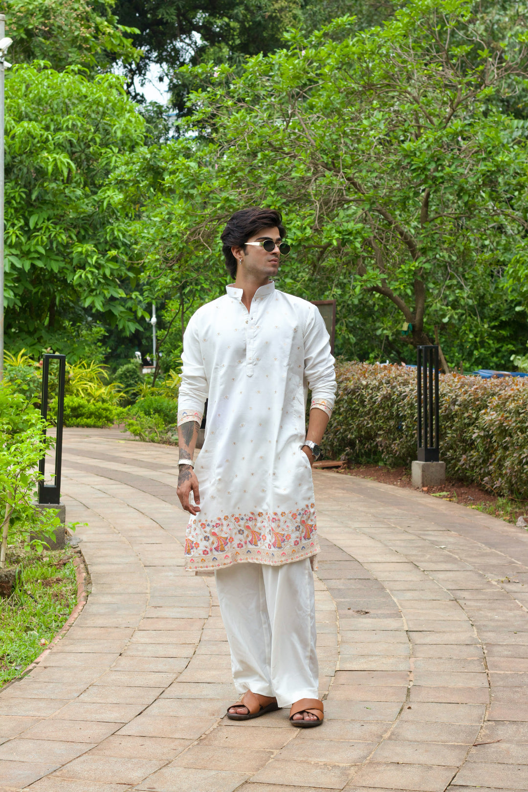 Handcrafted Peacock Jacquard designed Kurta for men