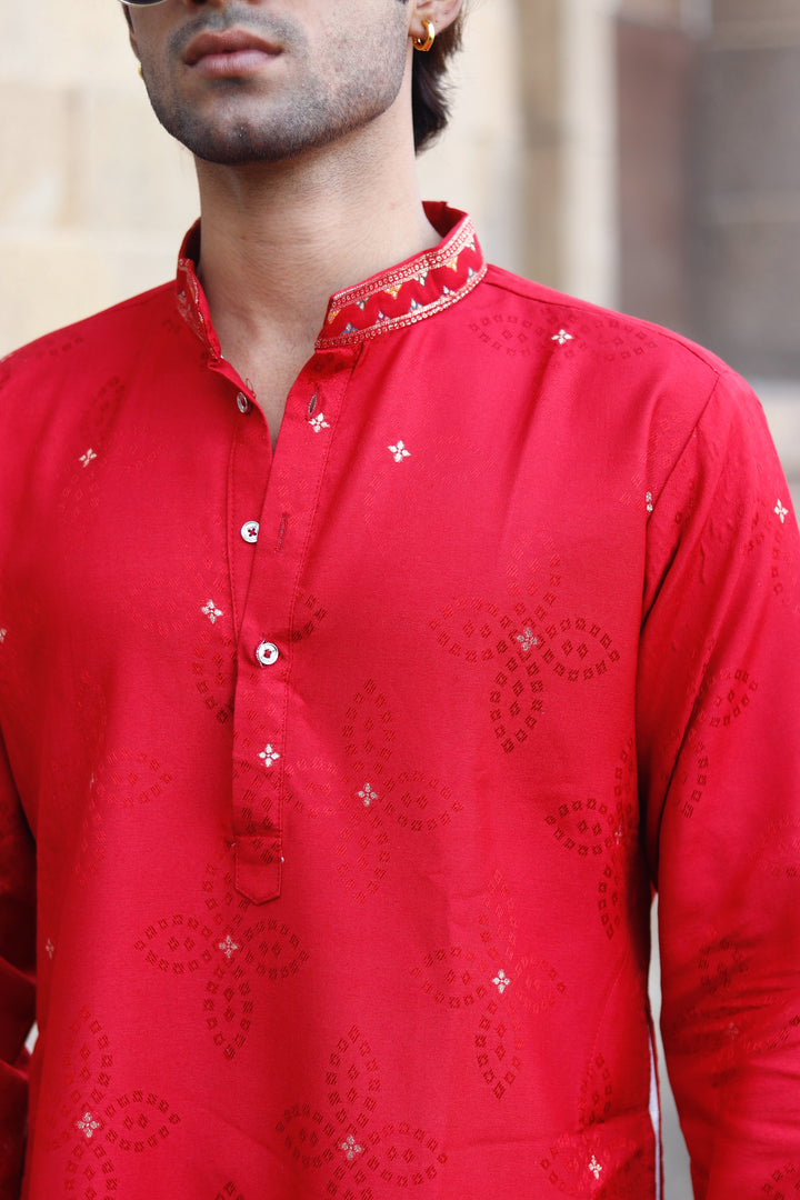 MAROON MORKALA PATTERN EXCLUSIVE JACQUARD KURTA