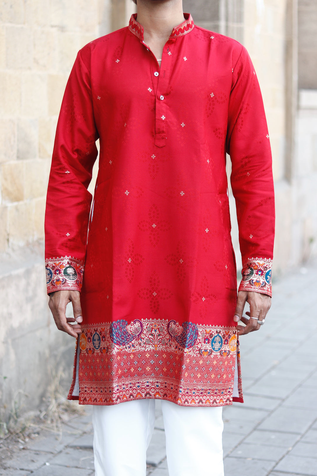 MAROON MORKALA PATTERN EXCLUSIVE JACQUARD KURTA