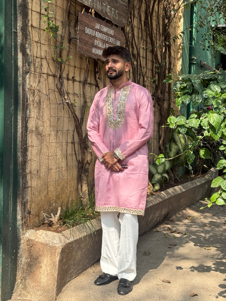 SHEESH MAHAL PINK MIRRORWORK EXCLUSIVE KURTA
