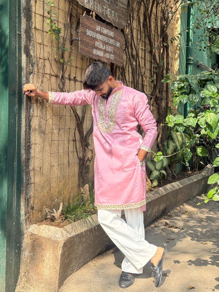 SHEESH MAHAL PINK MIRRORWORK EXCLUSIVE KURTA