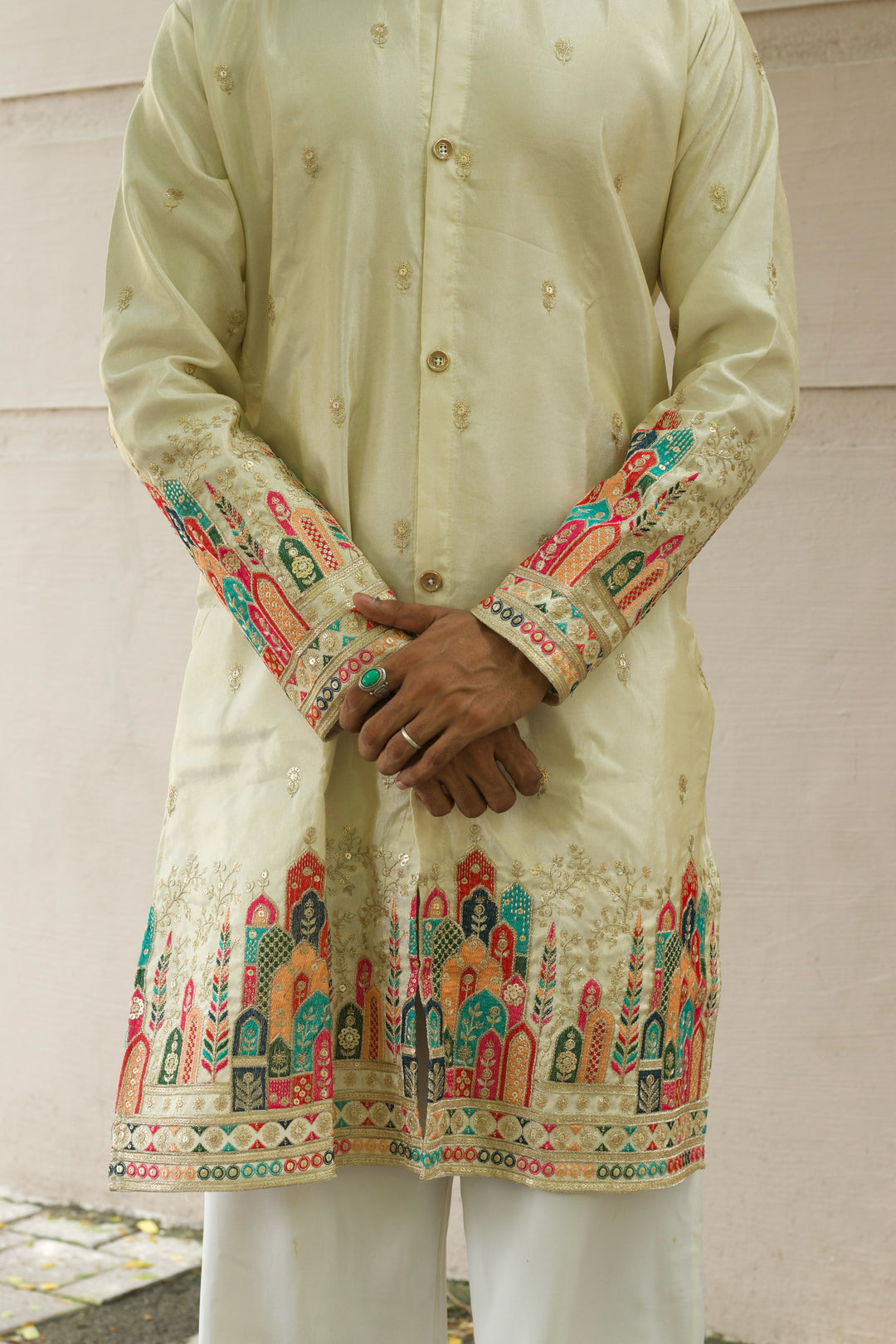 IVORY MINARA EMBROIDRED DESIGNER INDO-KURTA