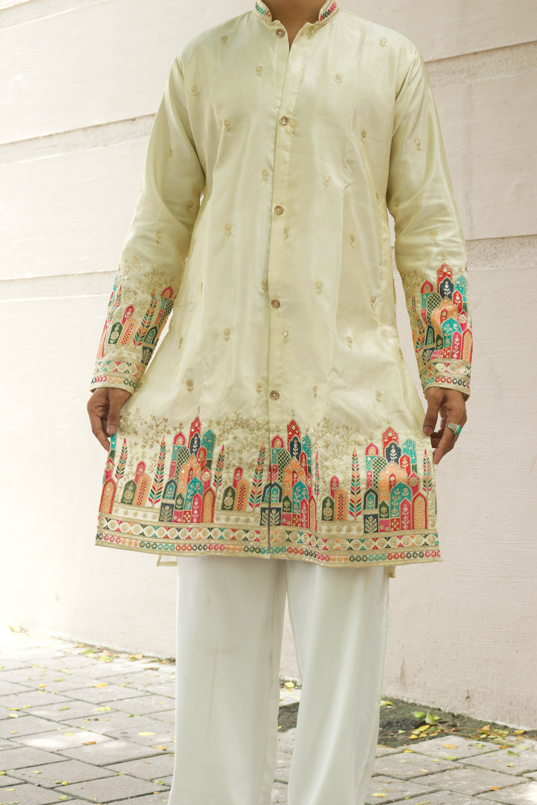 IVORY MINARA EMBROIDRED DESIGNER INDO-KURTA