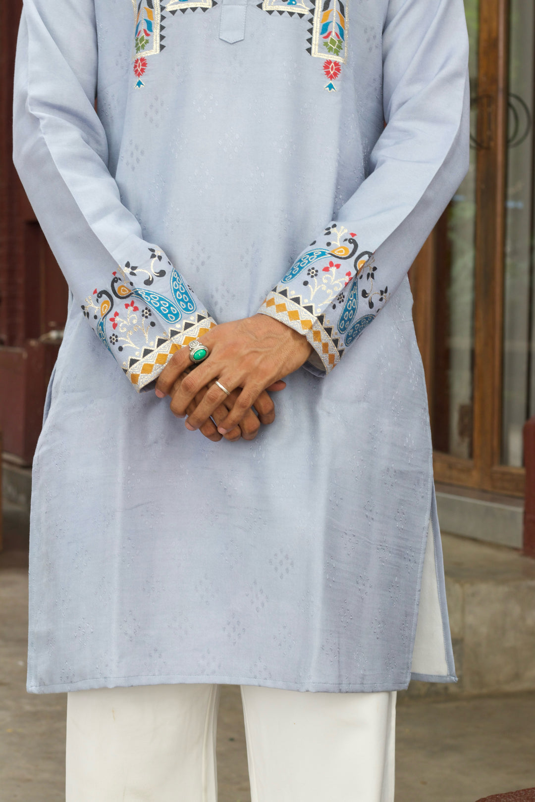LIGHT BLUE MOR TORAN SELECTED JACQUARD DESIGNER KURTA