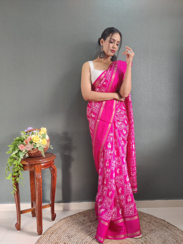 1-Min Ready To Wear Latest Shriivanta Design Saree – Pink