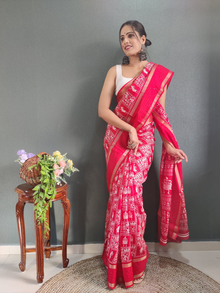 1-Min Ready To Wear Latest Shriivanta Design Saree – Red