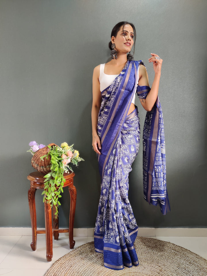 1-Min Ready To Wear Latest Shriivanta Design Saree – Blue