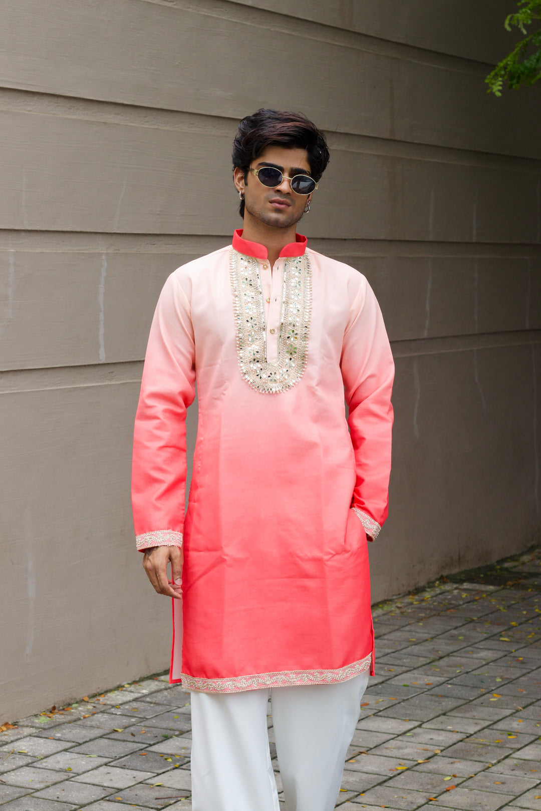 PEACH MOHAR EXCLUSIVE HANDCRAFTED KURTA