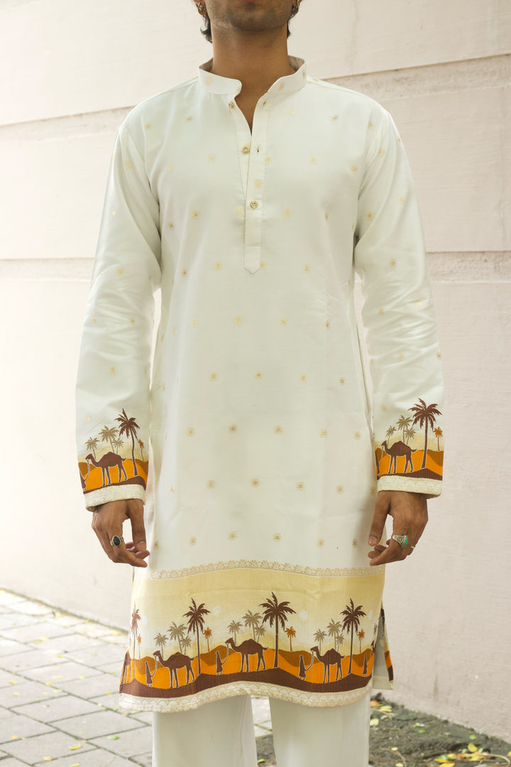 DESERT CAMEL JACQUARD DESIGNER KURTA