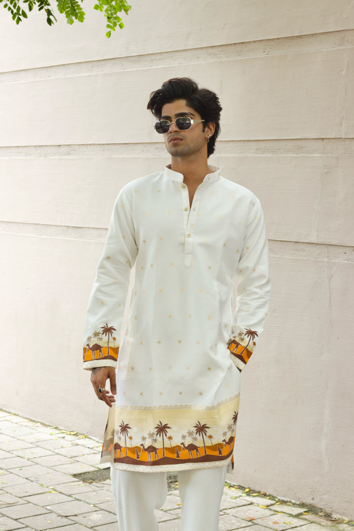 DESERT CAMEL JACQUARD DESIGNER KURTA